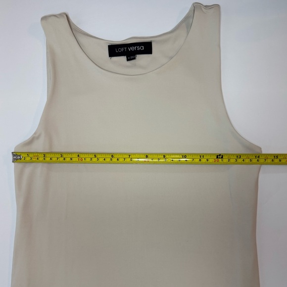 LOFT Versa 360 Knit Tank Bodysuit White Clay Cream Sleeveless Basics Size M - Picture 5 of 9